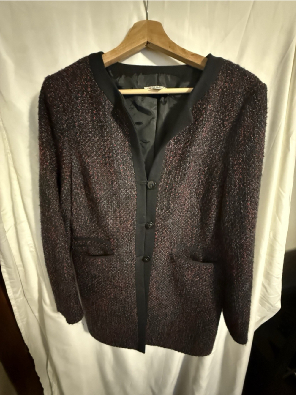 NWOT- Pendleton - Dark Charcoal/red Tweed Blazer Long Jacket, Size 10